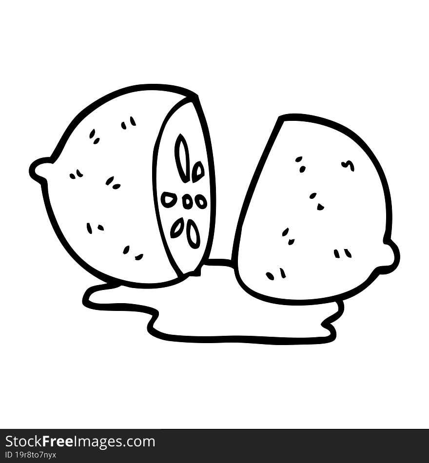 line drawing cartoon sliced lemon