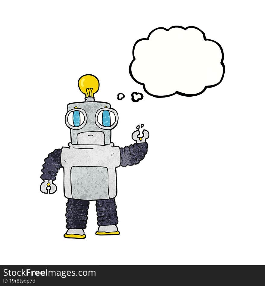 thought bubble textured cartoon robot