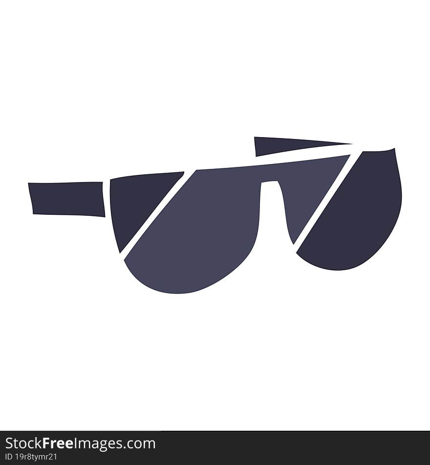 Flat Color Illustration Cartoon Sunglasses