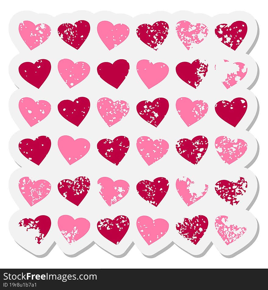 hearts repeat pattern grunge sticker