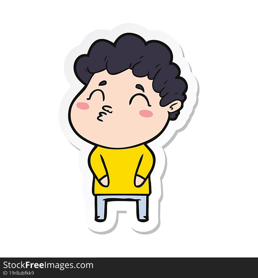 Sticker Of A Cartoon Man Pouting