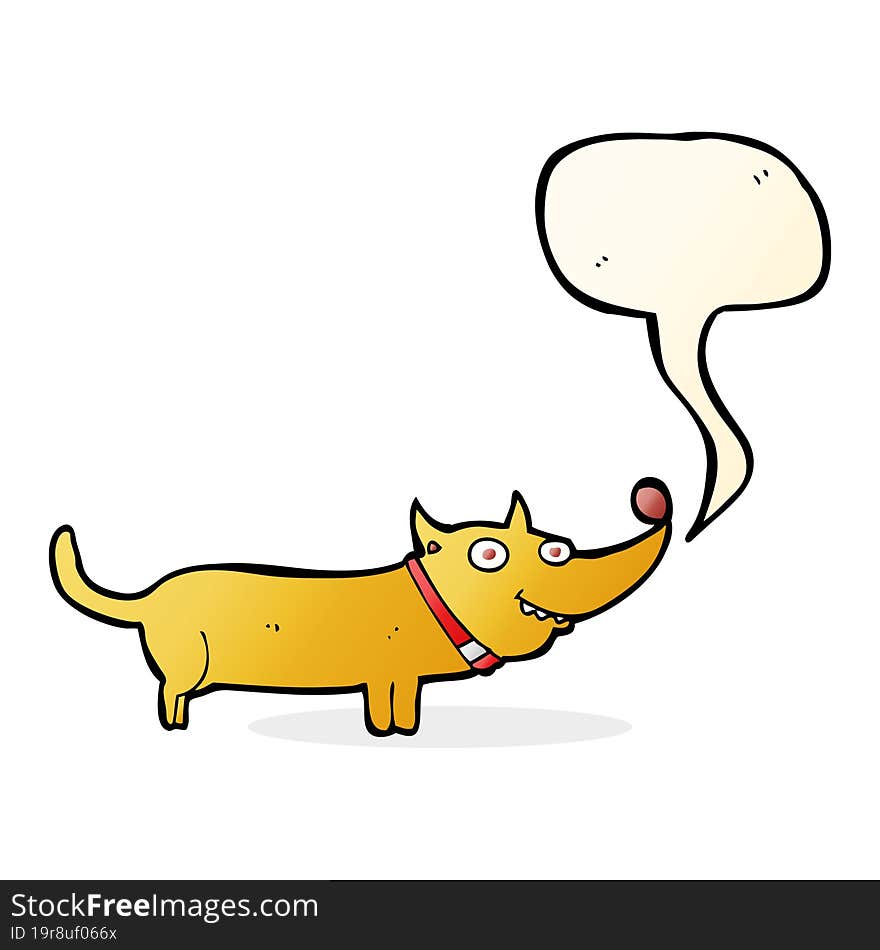 cartoon happy dog with speech bubble