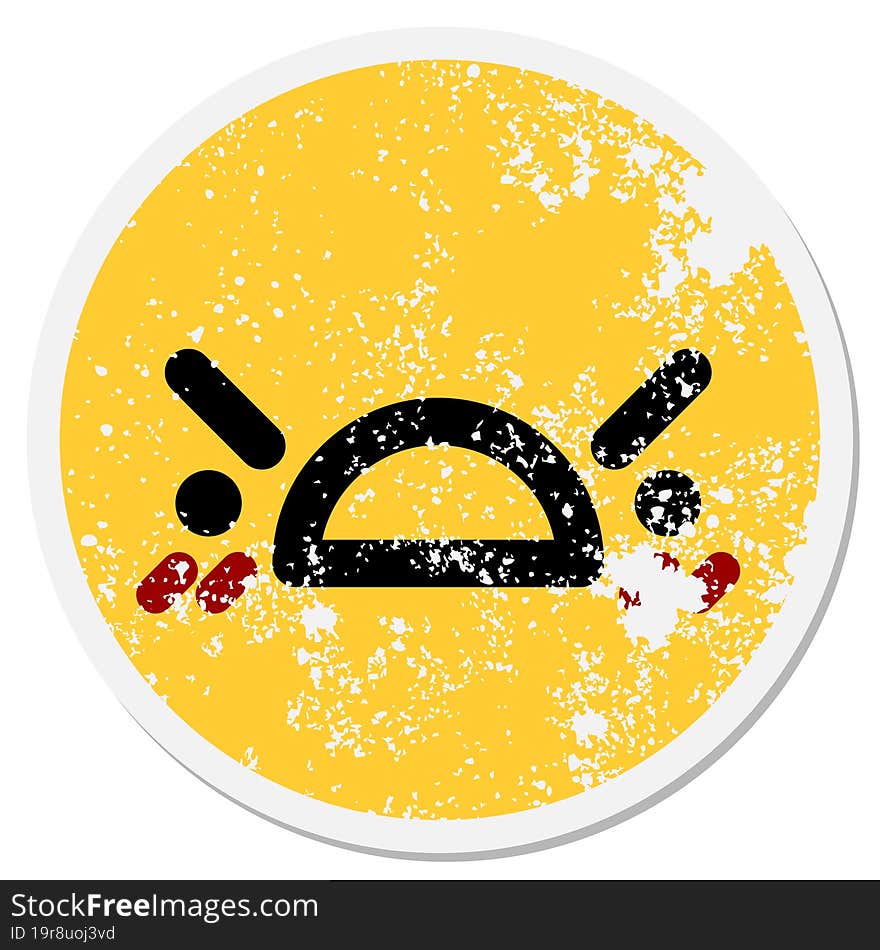 angry face circular sticker