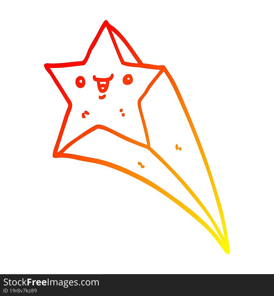 Warm Gradient Line Drawing Cartoon Shooting Star