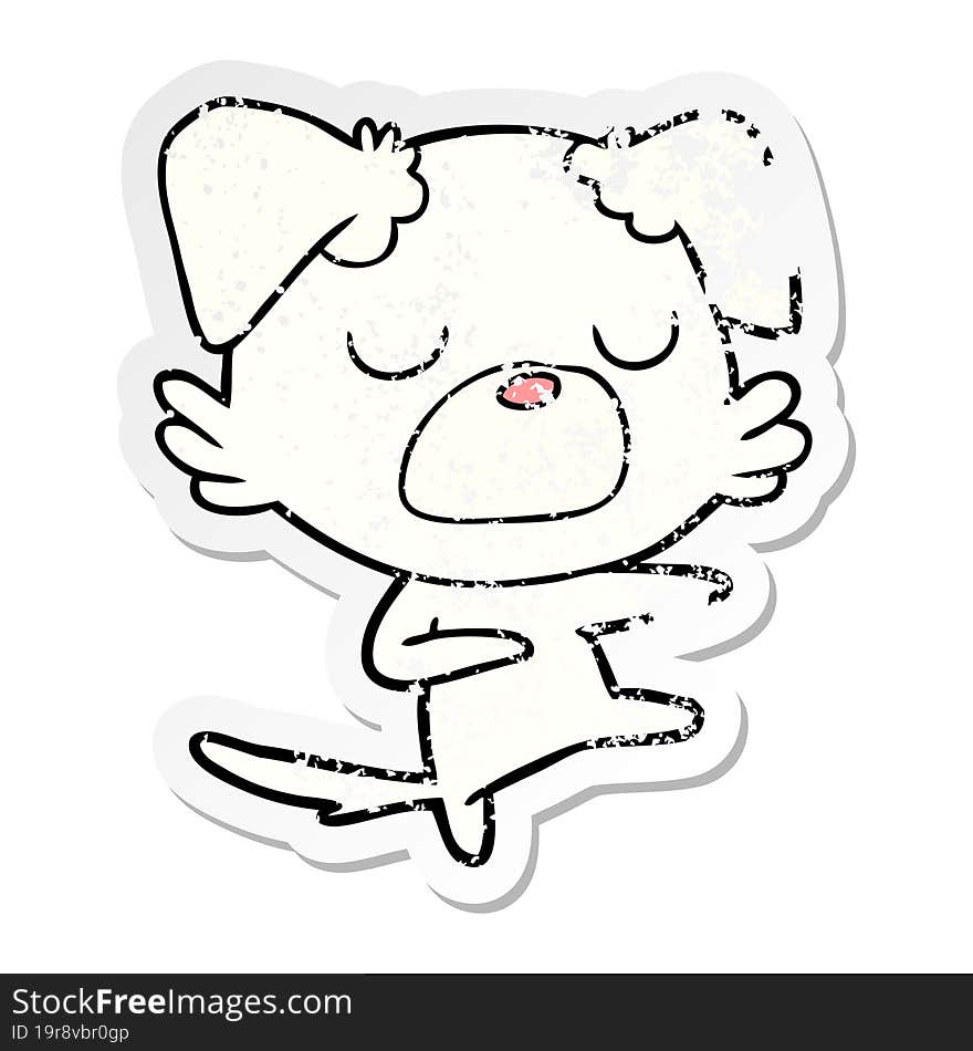 Distressed Sticker Of A Cartoon Dog