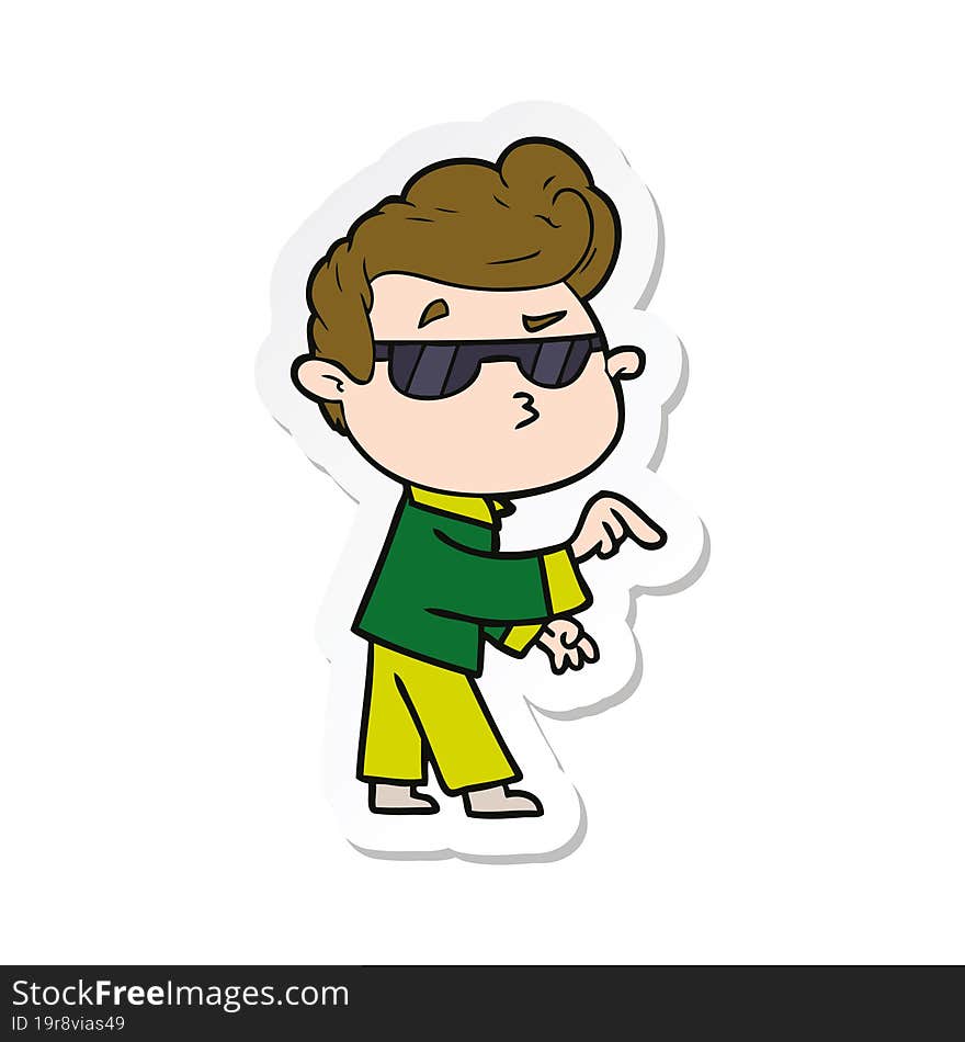 sticker of a cartoon cool guy