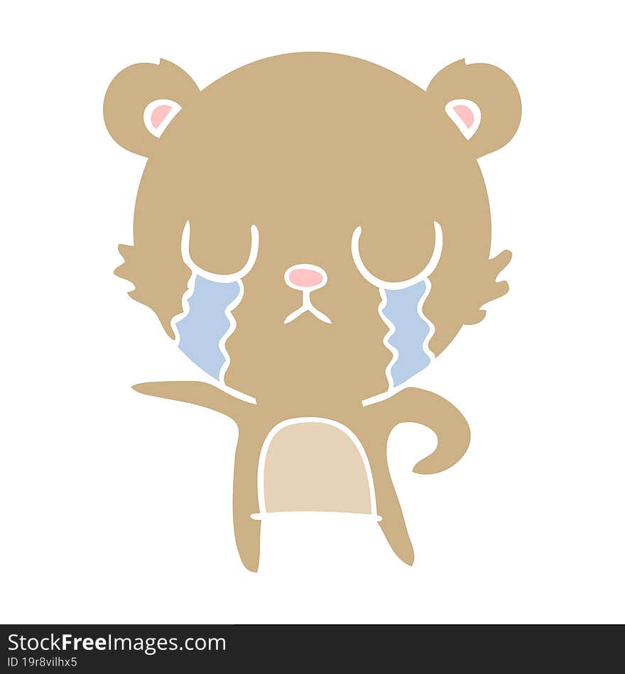 crying flat color style cartoon bear