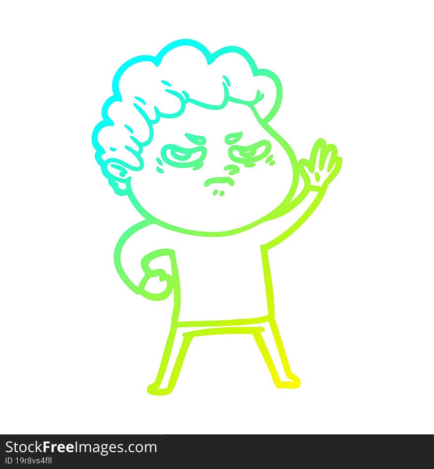 cold gradient line drawing cartoon angry man