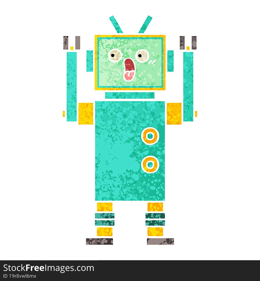 Retro Illustration Style Cartoon Robot