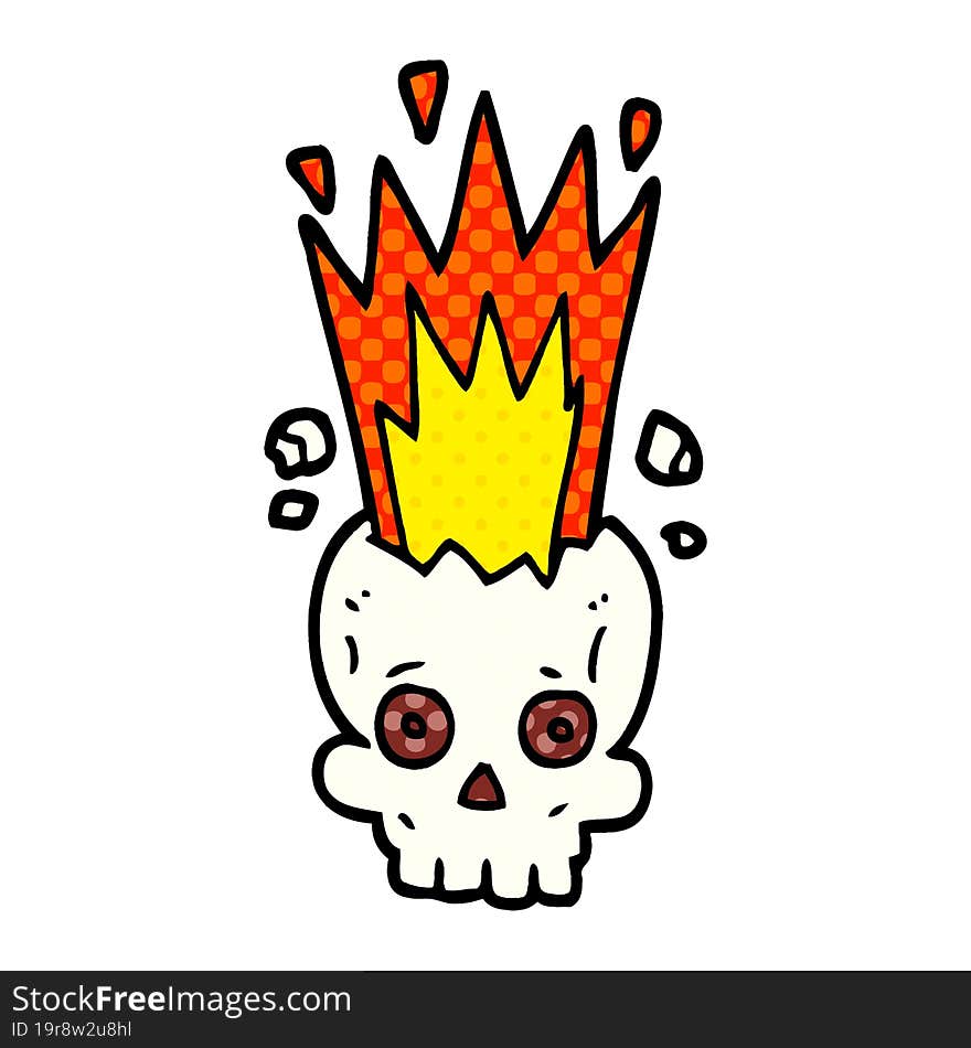 Cartoon Doodle Exploding Skull