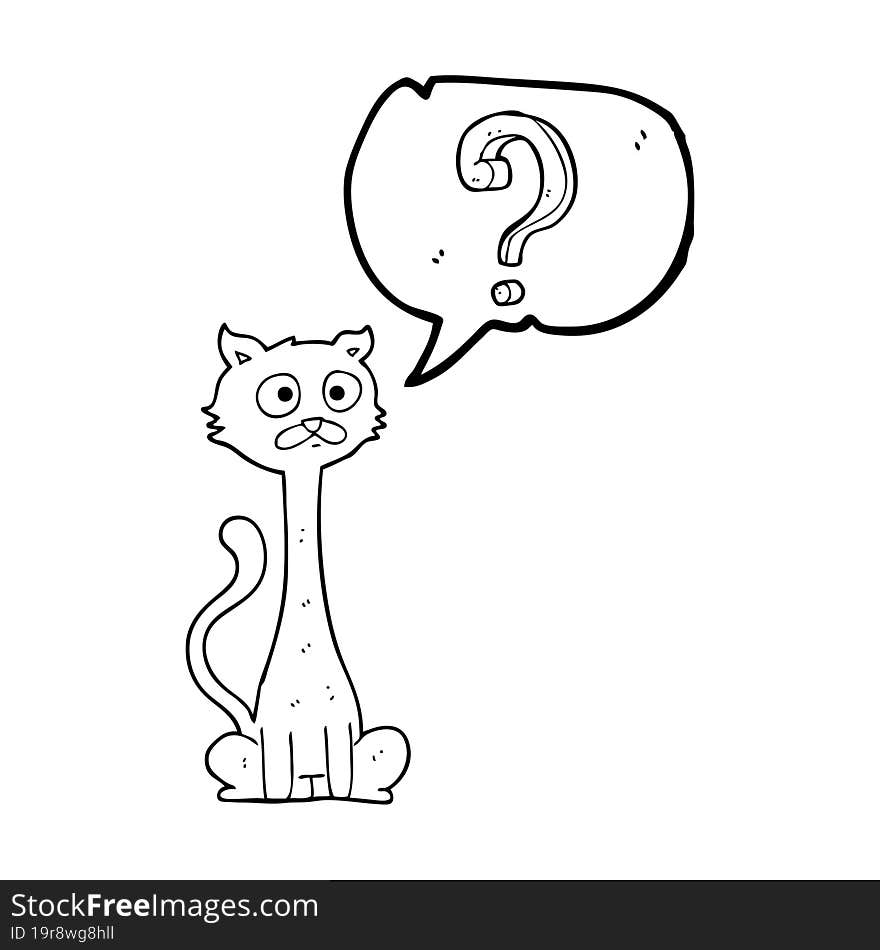 freehand drawn speech bubble cartoon curious cat