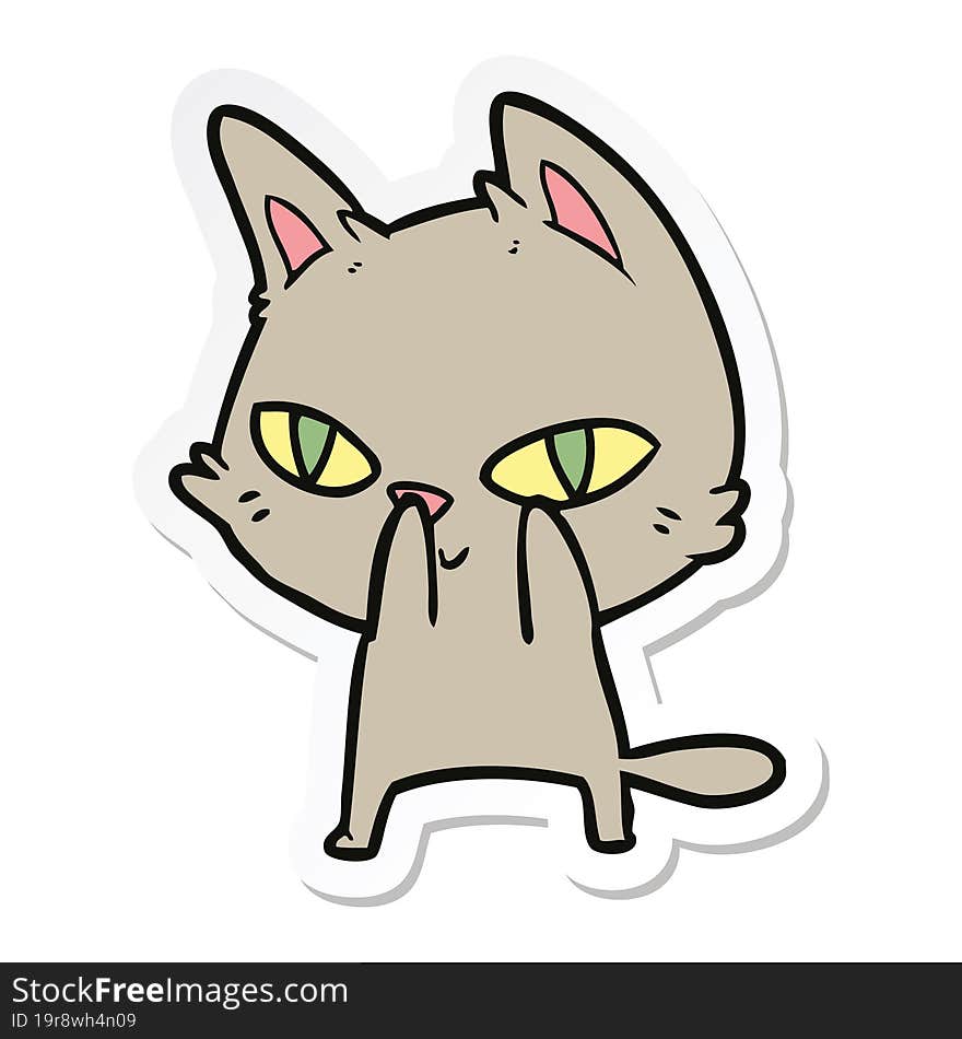 sticker of a cartoon cat staring