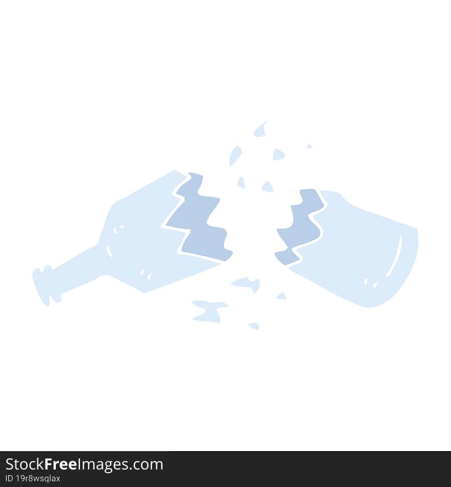 flat color illustration cartoon  smashed glass bottle