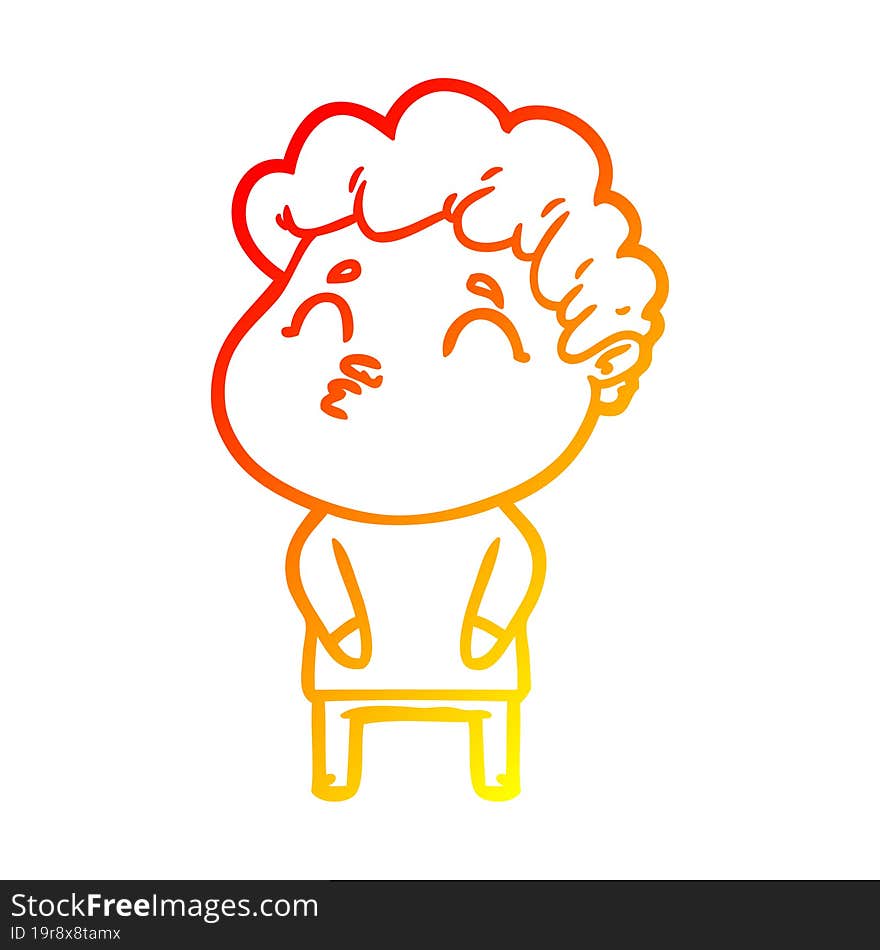 warm gradient line drawing cartoon man pouting