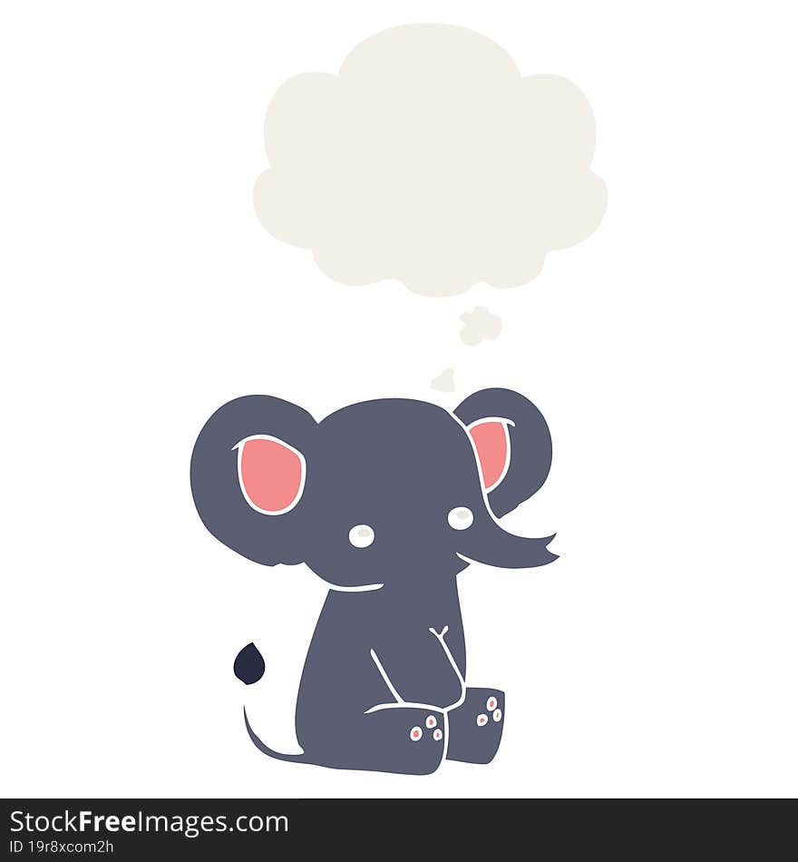 Cartoon Elephant And Thought Bubble In Retro Style