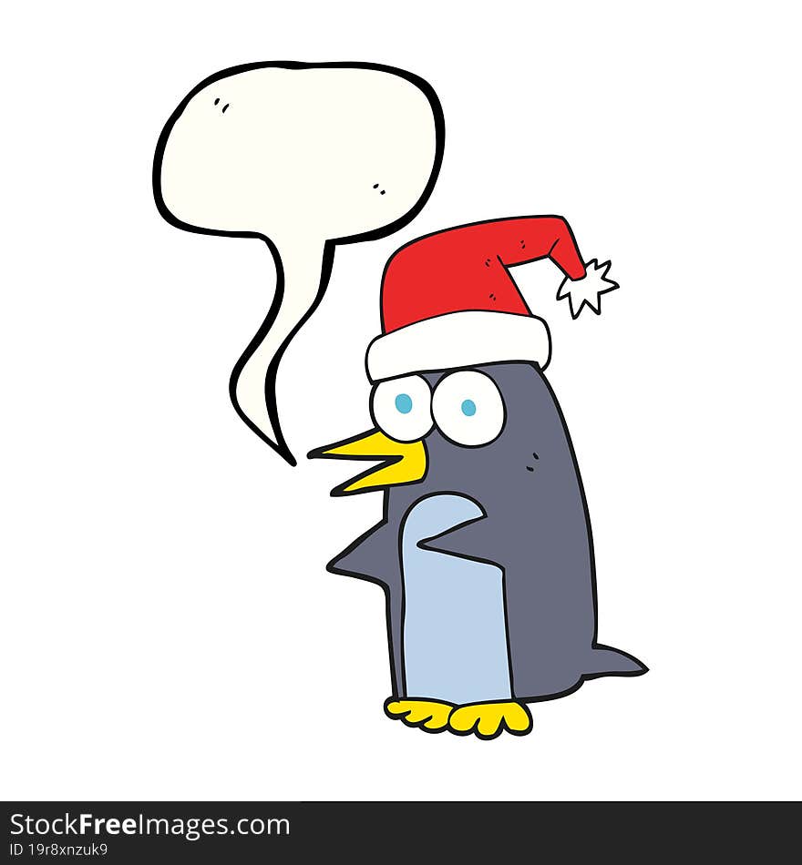 speech bubble cartoon christmas penguin