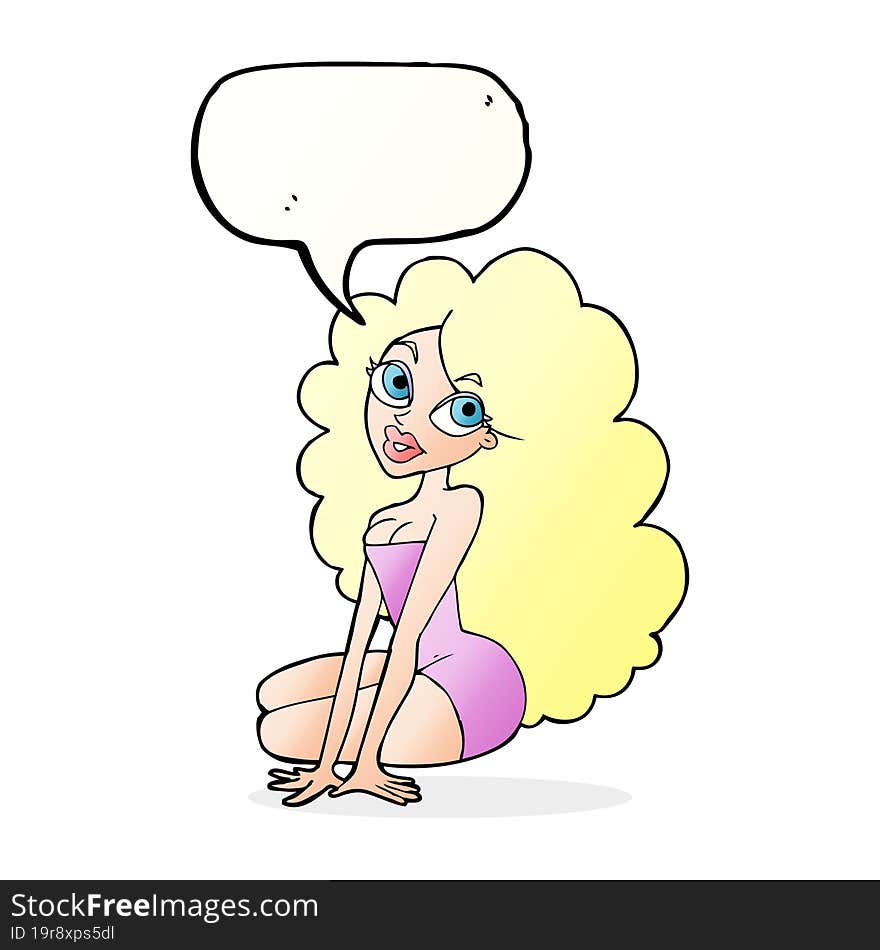 cartoon pretty woman with speech bubble