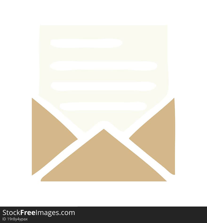 flat color retro cartoon of a letter and envelope