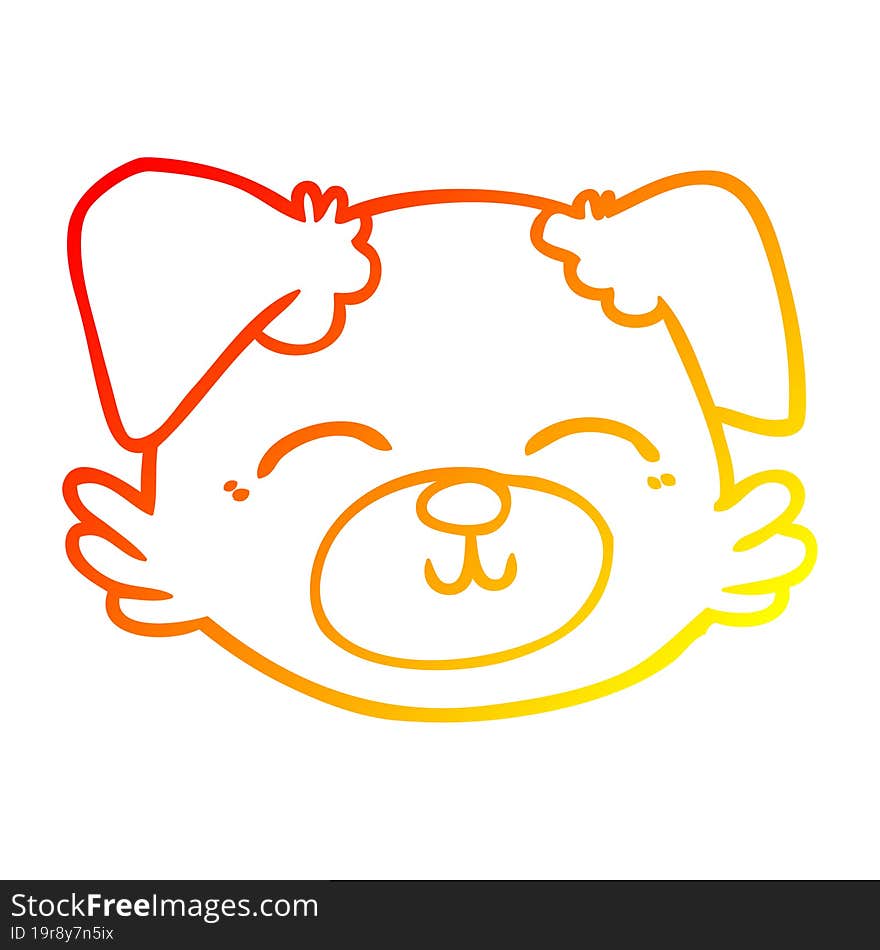 Warm Gradient Line Drawing Cartoon Dog Face