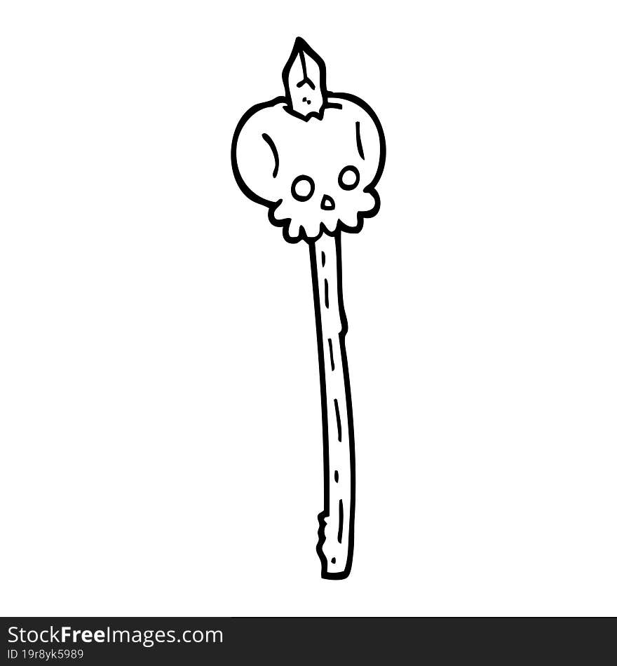 black and white cartoon skull on spike