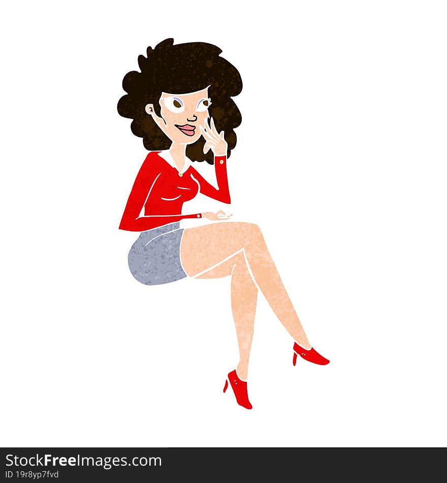 cartoon office woman sitting