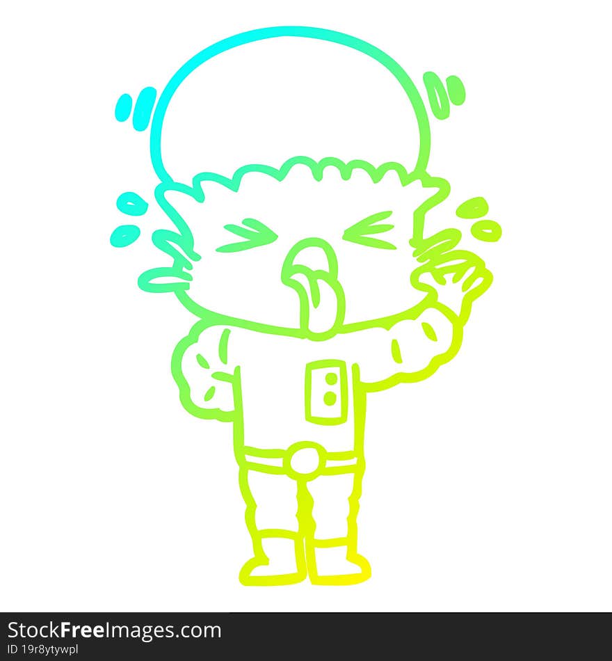 cold gradient line drawing disgusted cartoon alien