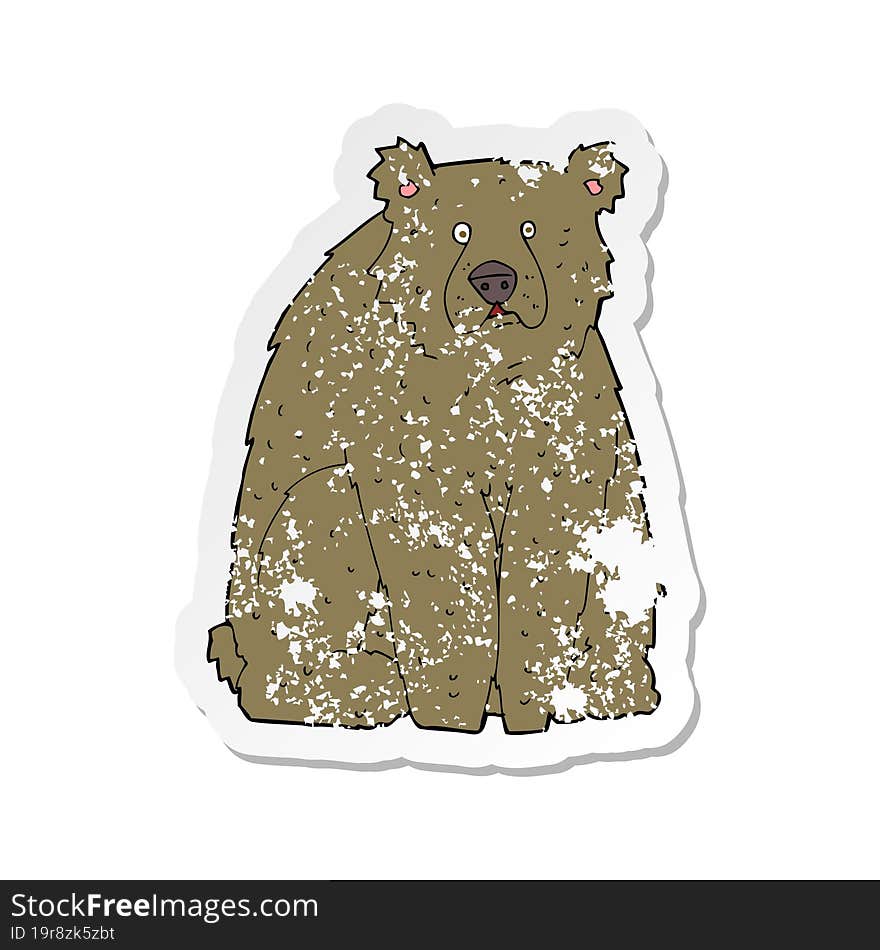 retro distressed sticker of a cartoon funny bear