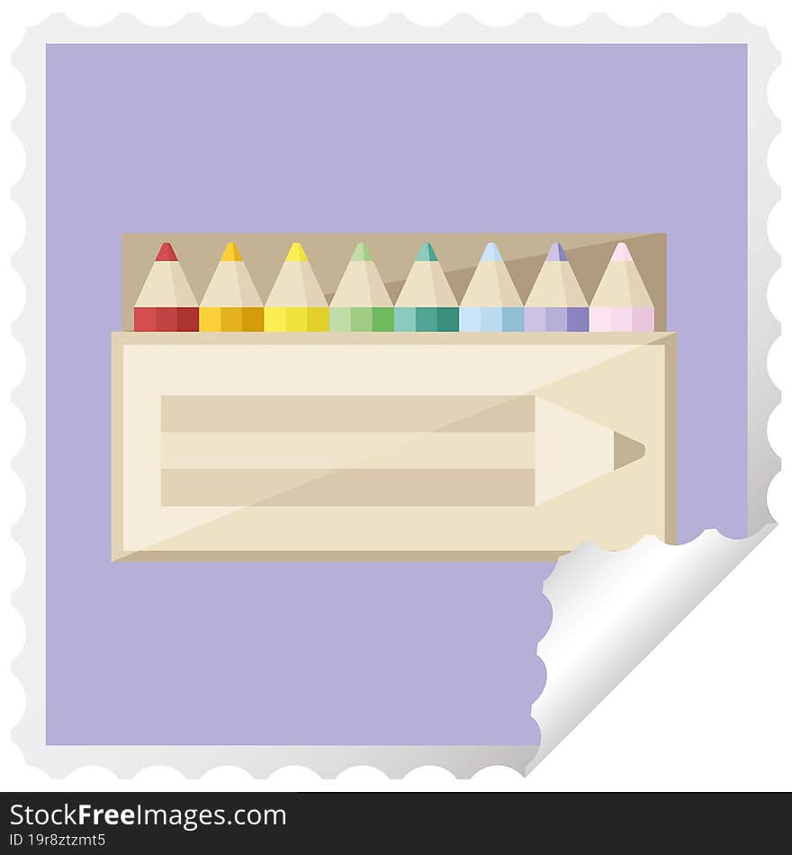 Pack Of Coloring Pencils Graphic Vector Illustration Square Sticker Stamp