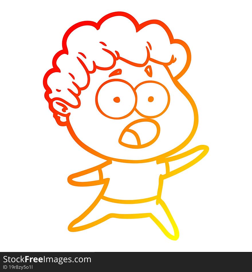 warm gradient line drawing cartoon man gasping in surprise