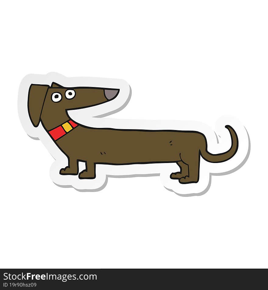 sticker of a cartoon sausage dog