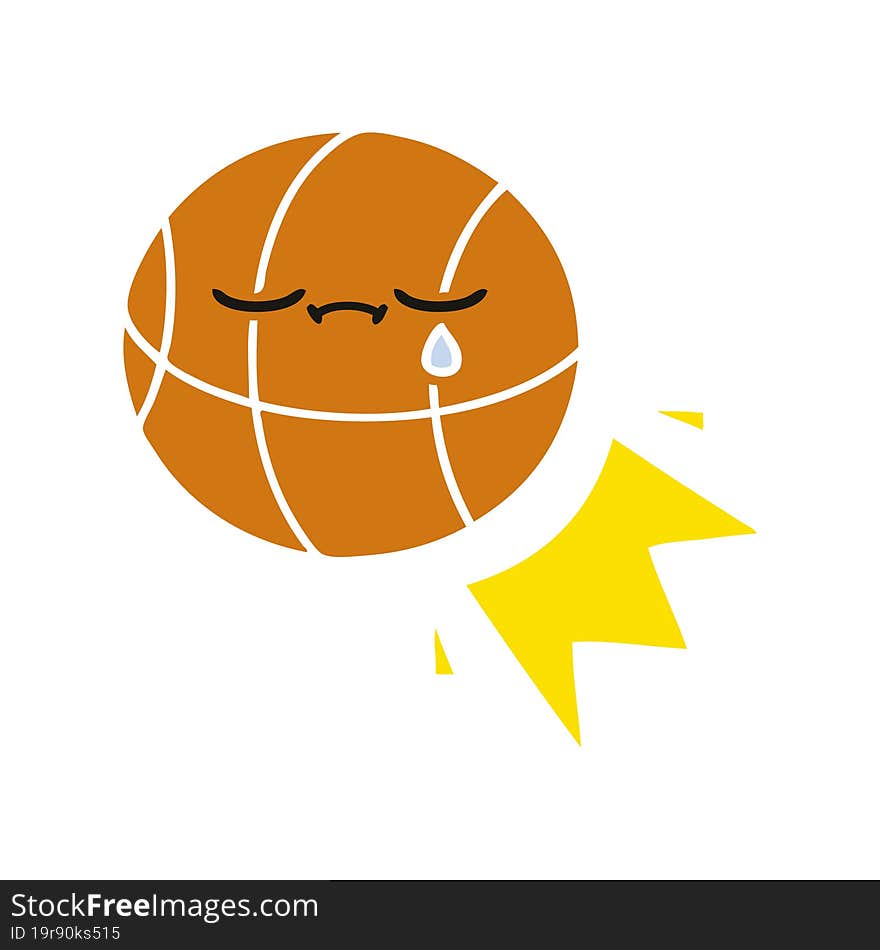 flat color retro cartoon basketball