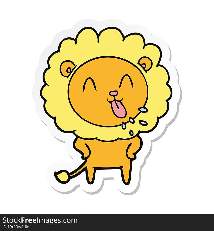 sticker of a happy cartoon lion