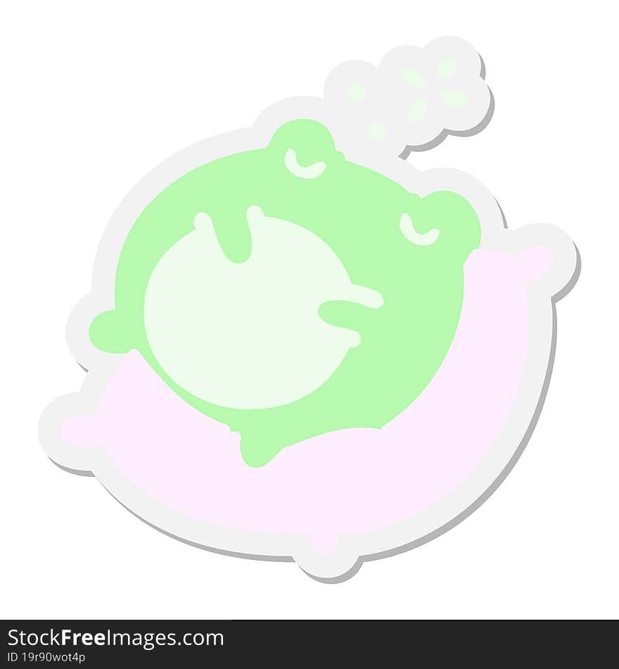 cute frog sleeping on a pillow sticker