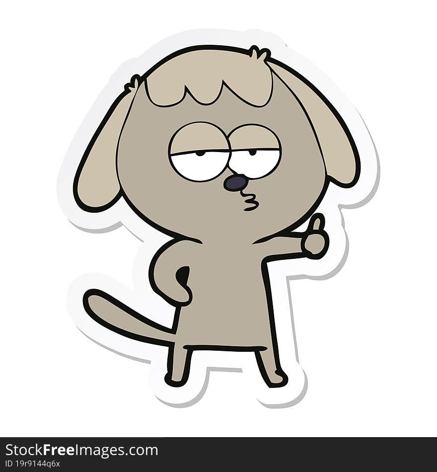 Sticker Of A Cartoon Bored Dog