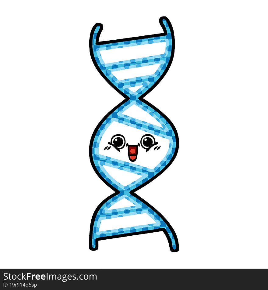 comic book style cartoon of a DNA strand