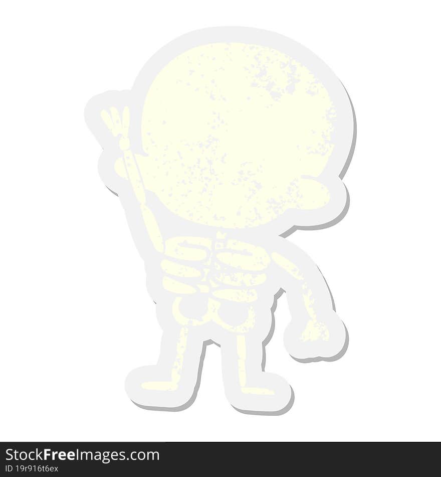 skeleton waving grunge sticker