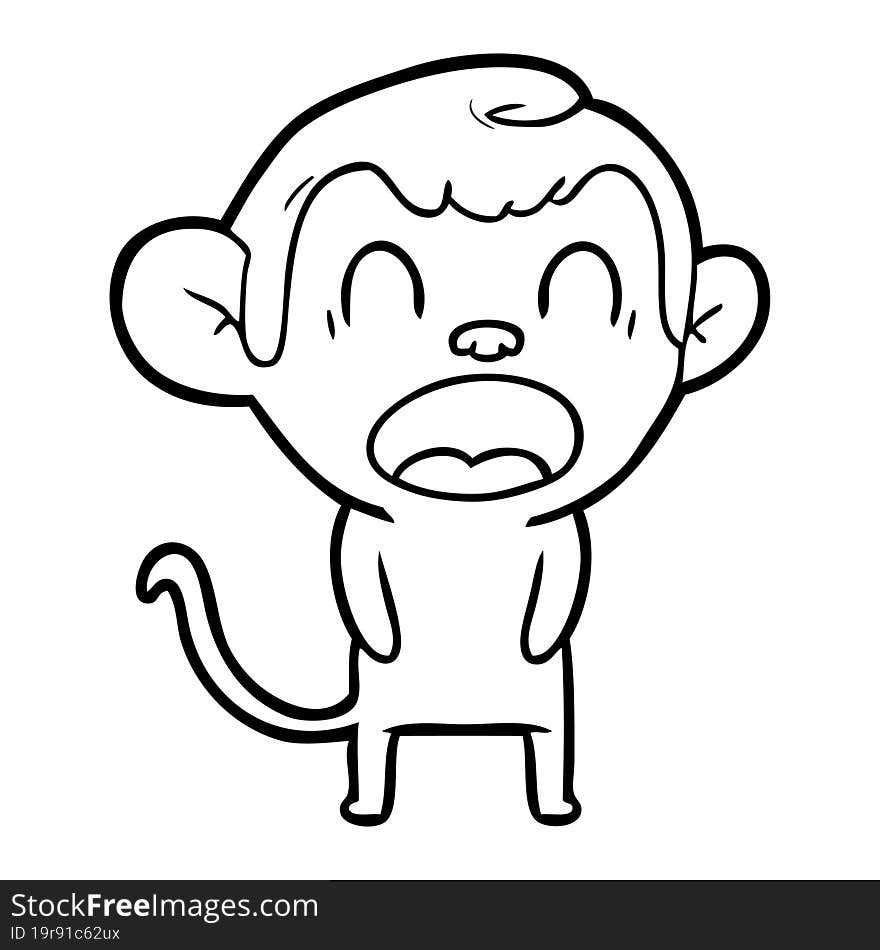 yawning cartoon monkey. yawning cartoon monkey