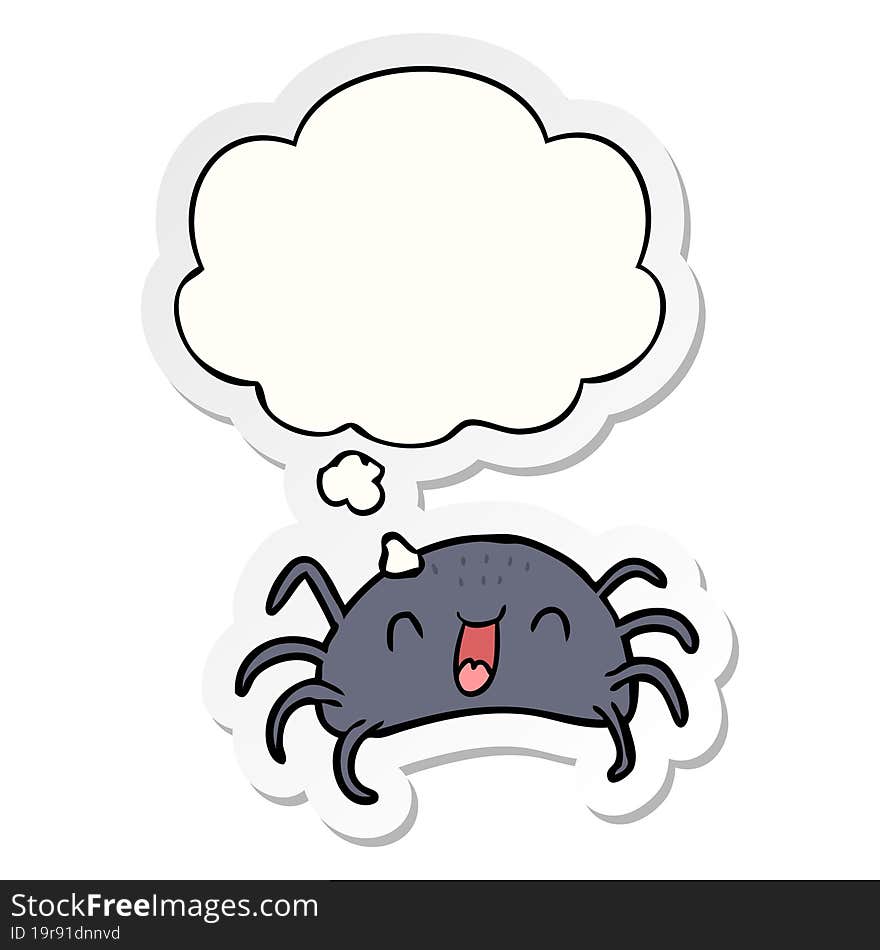 cartoon spider and thought bubble as a printed sticker