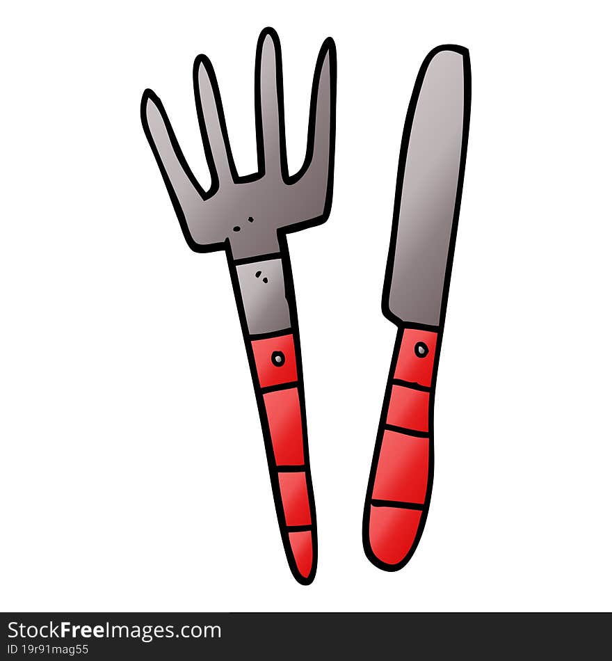 cartoon doodle knife and fork