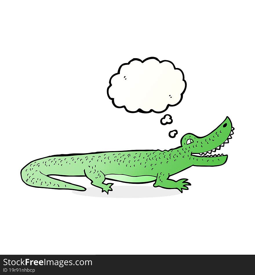 Cartoon Happy Crocodile With Thought Bubble