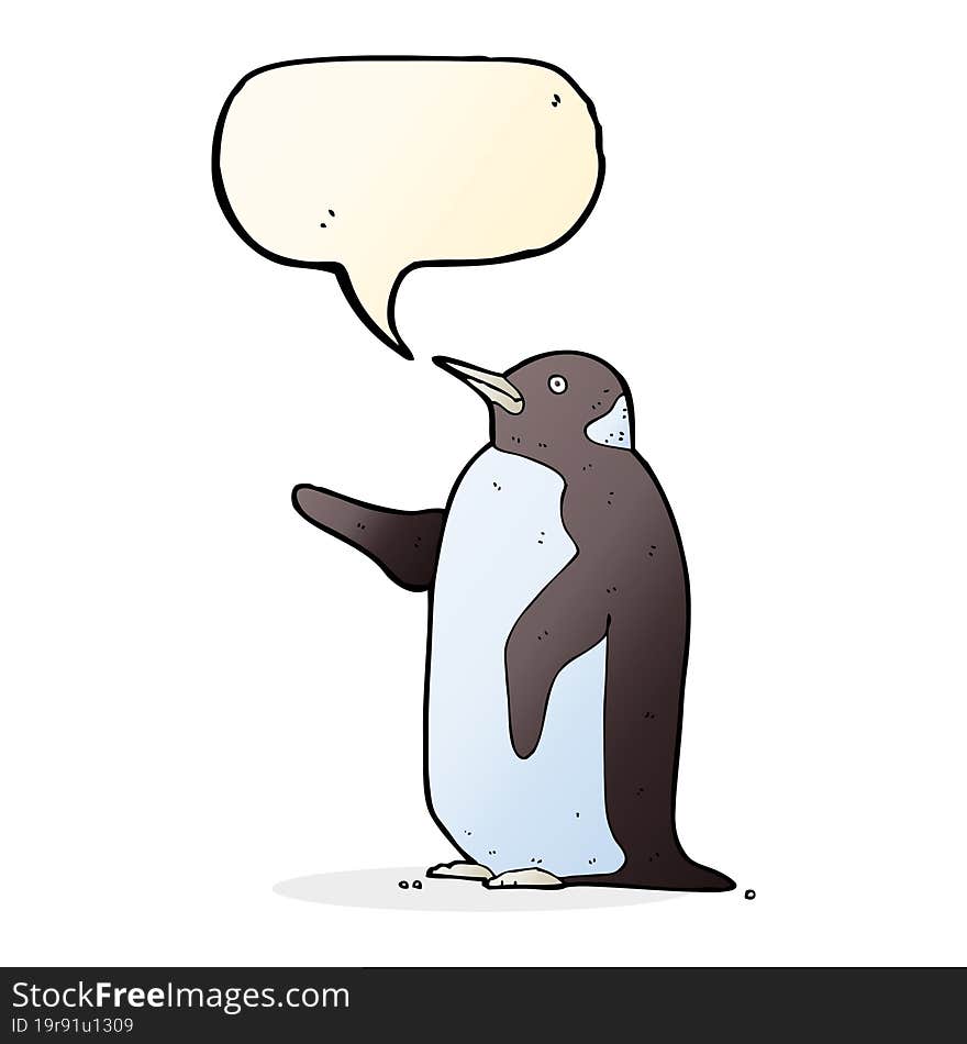 Cartoon Penguin With Speech Bubble