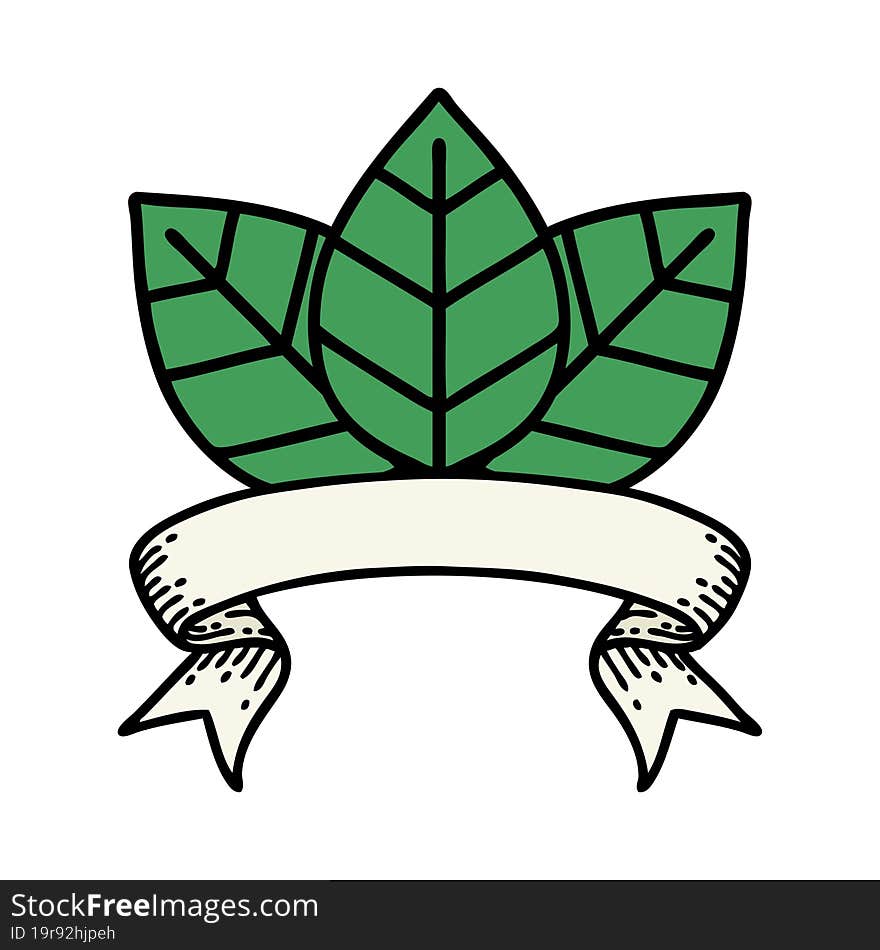 tattoo with banner of a leaf