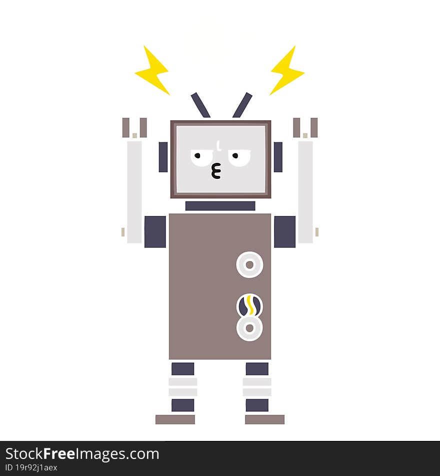 Flat Color Retro Cartoon Robot