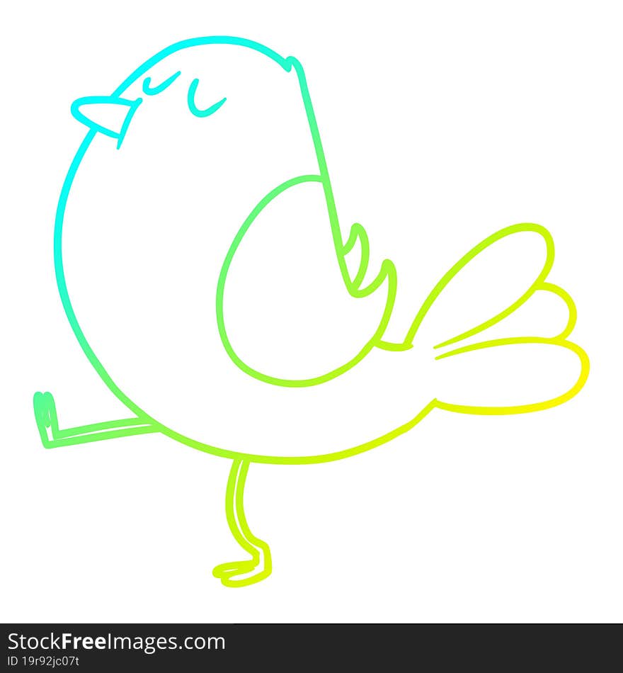 cold gradient line drawing cartoon bird