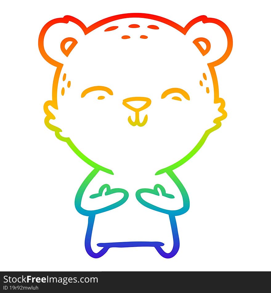 rainbow gradient line drawing happy cartoon bear