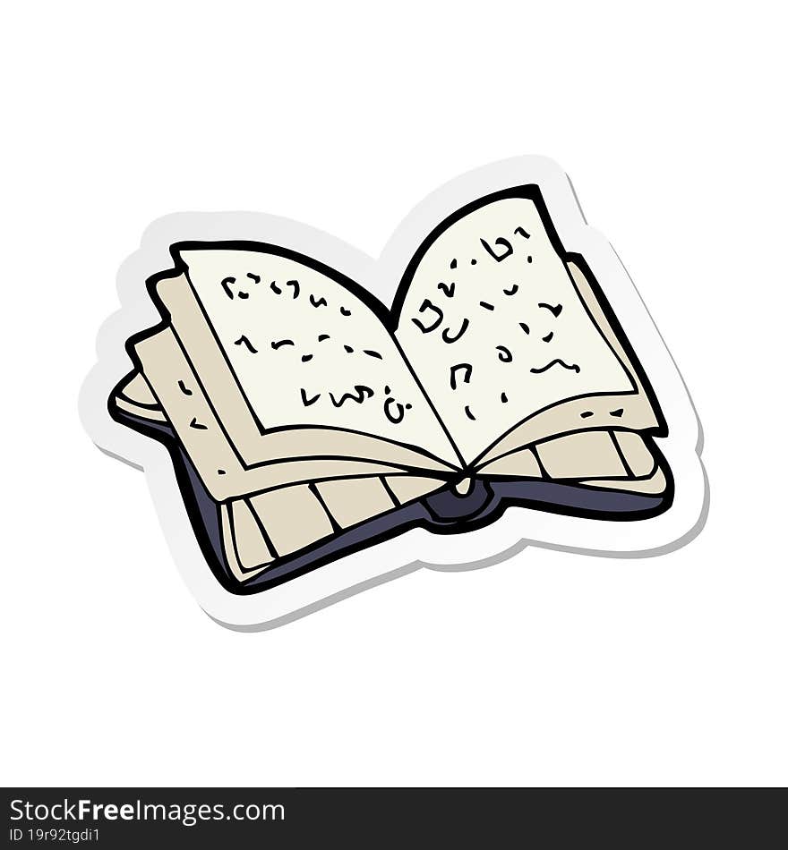 Sticker Of A Cartoon Open Book