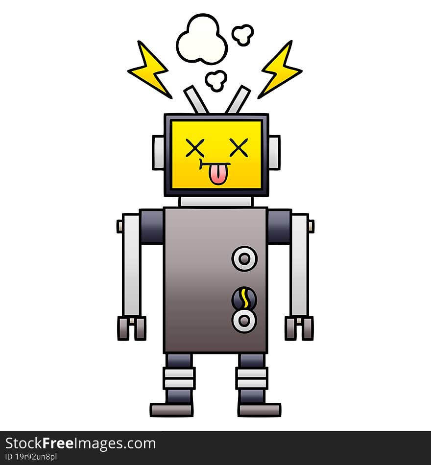 gradient shaded cartoon malfunctioning robot