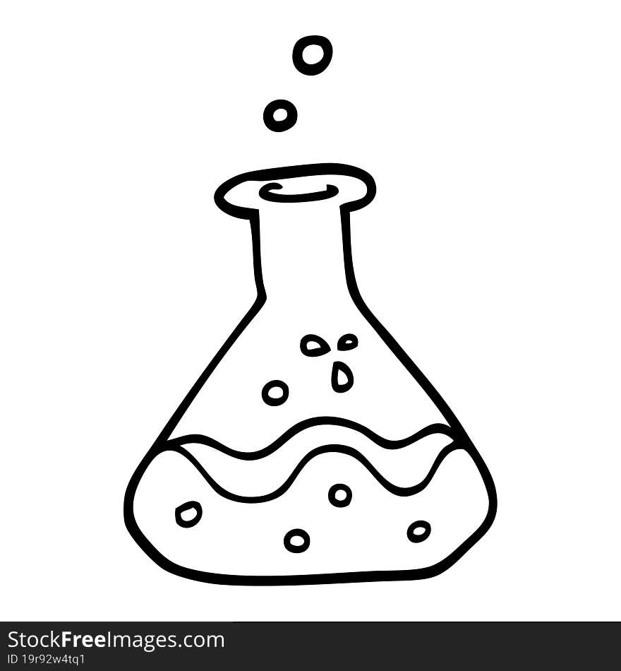 line drawing cartoon chemical bottles