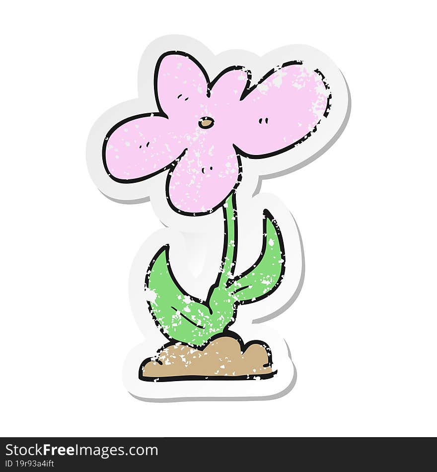 distressed sticker of a cartoon flower