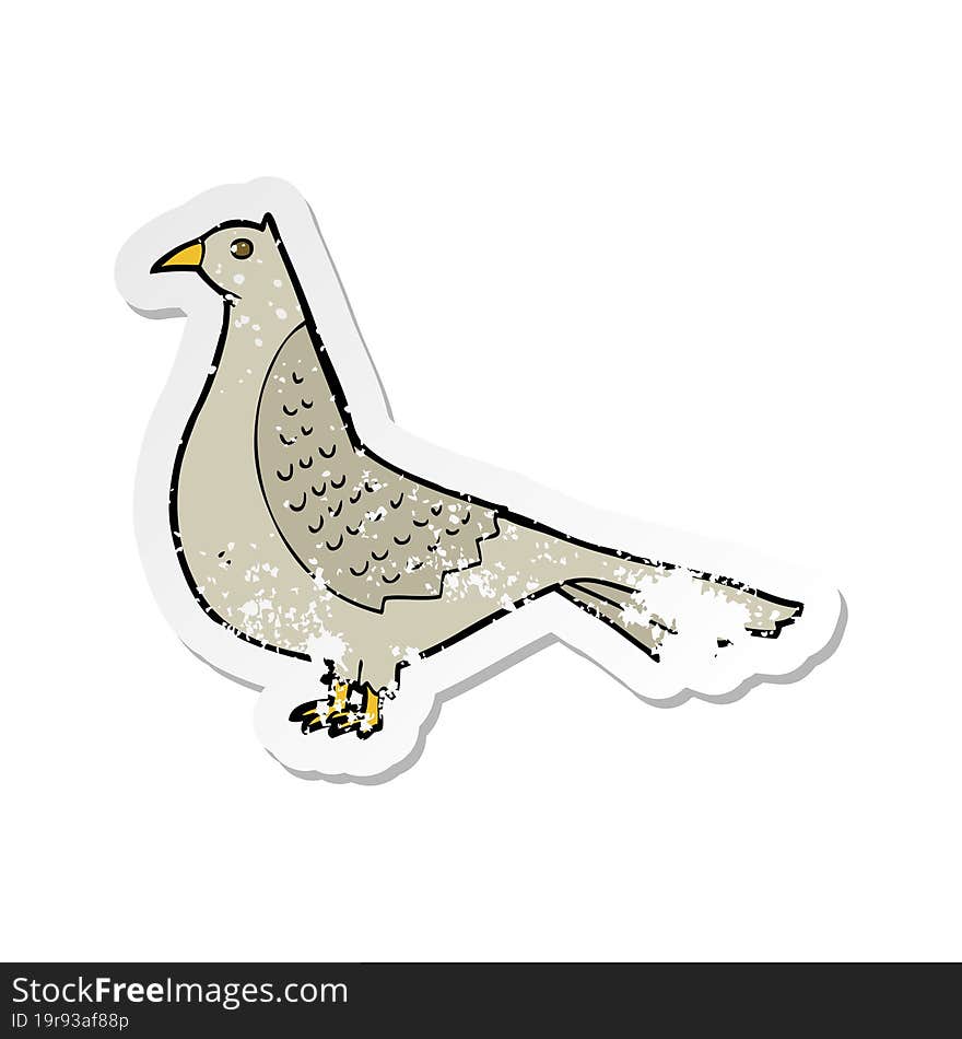 retro distressed sticker of a cartoon bird